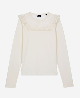 The Kooples WOMEN WHITE white long-sleeved lace t-shirt
