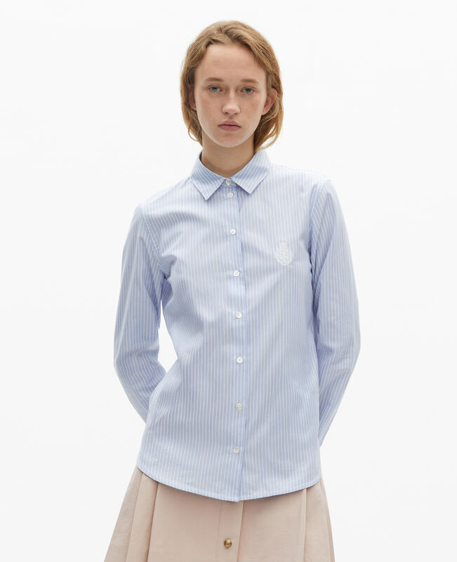 The Kooples FEMME BLUE / WHITE chemise à rayures en popeline bleue