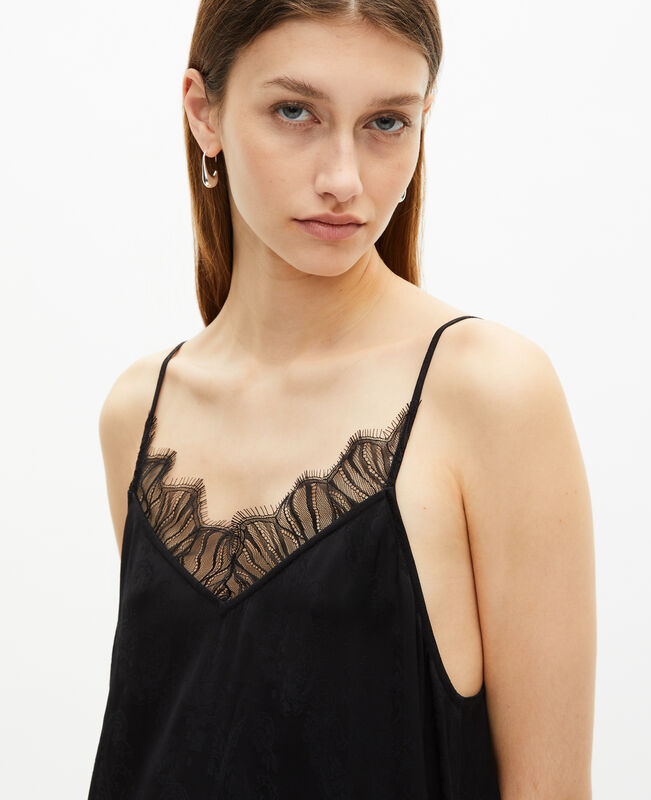 The Kooples FEMME BLACK robe nuisette longue jacquard noire