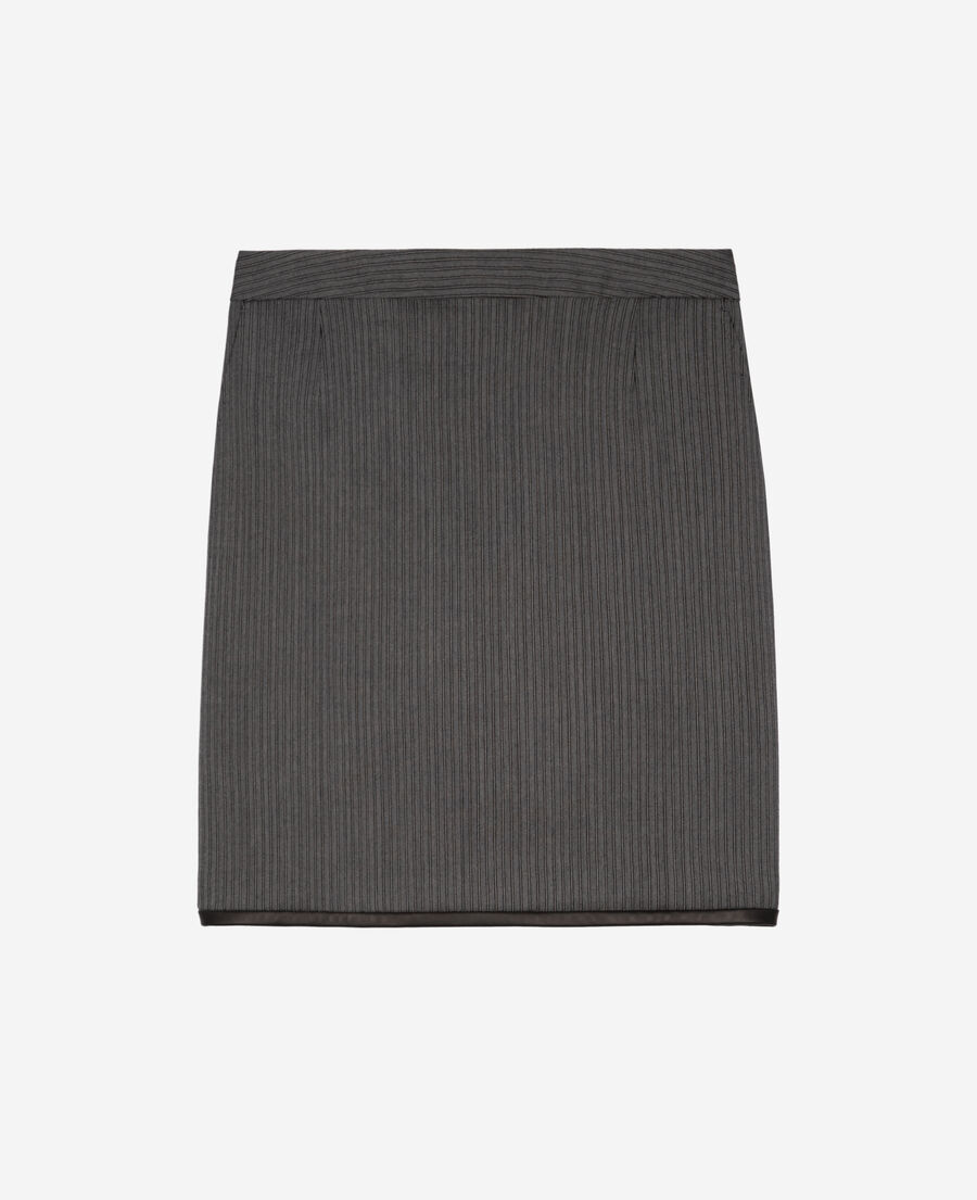 The Kooples WOMEN DARK GREY short gray striped skirt