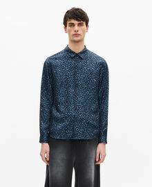 The Kooples HOMME BLUE chemise en soie mélangée imprimé léopard 