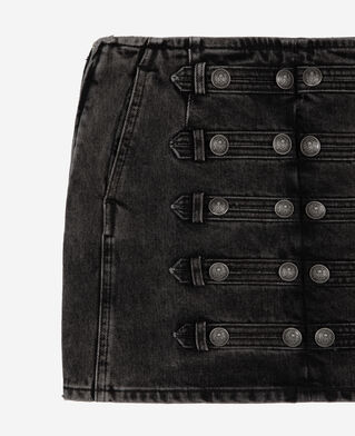 The Kooples WOMEN BLACK WASHED short gray denim skirt