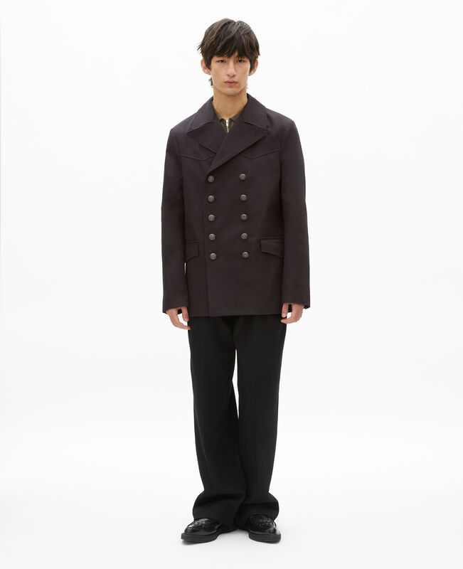 The Kooples HOMME DARK GREY manteau en coton gris