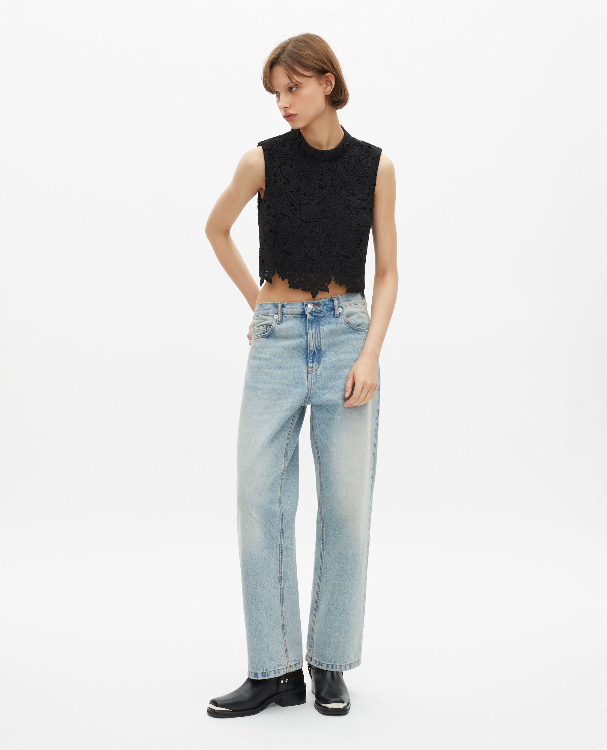 Jean boyfriend bleu clair, BLUE BLEACHED / NAVY, hi-res image number null
