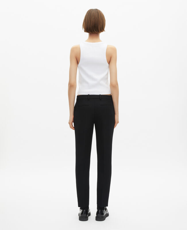 The Kooples FEMME BLACK pantalon tailleur en crêpe noir coupe droite