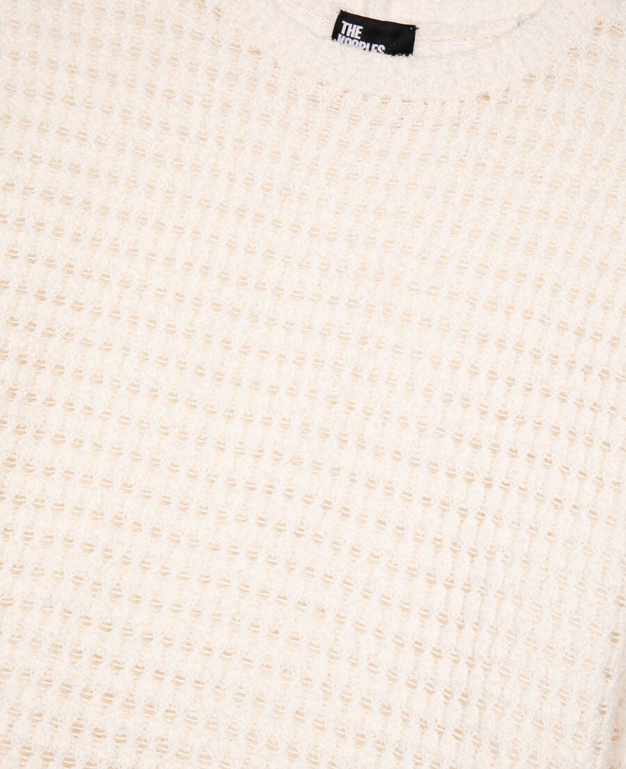 The Kooples FEMME ECRU pull court ajouré en coton mélangé ecru