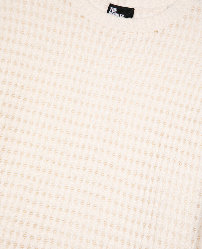 The Kooples FEMME ECRU pull court ajouré en coton mélangé ecru