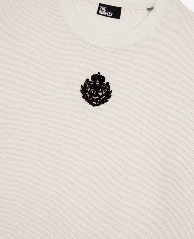 The Kooples FEMME ECRU t-shirt avec blason en nid d'abeille écru