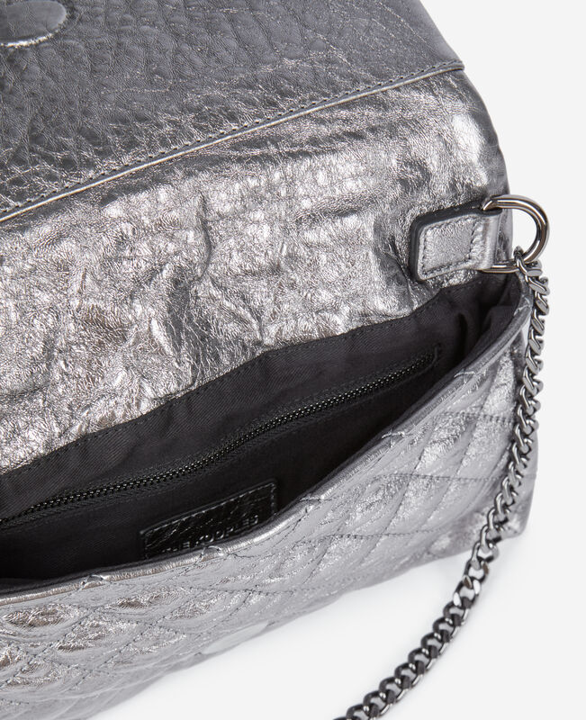 The Kooples FEMME GUN METAL pochette héritage small en cuir gunmetal