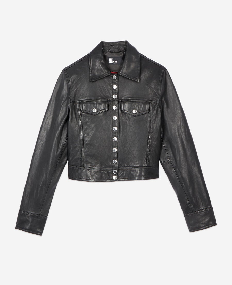 The Kooples WOMEN BLACK black leather jacket