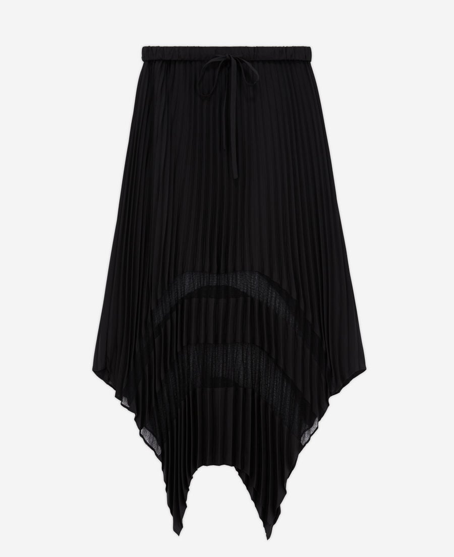 The Kooples MUJER BLACK falda larga plisada con encaje negro