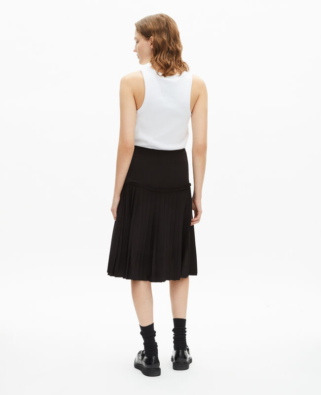 The Kooples FEMME BLACK jupe midi plissée noire