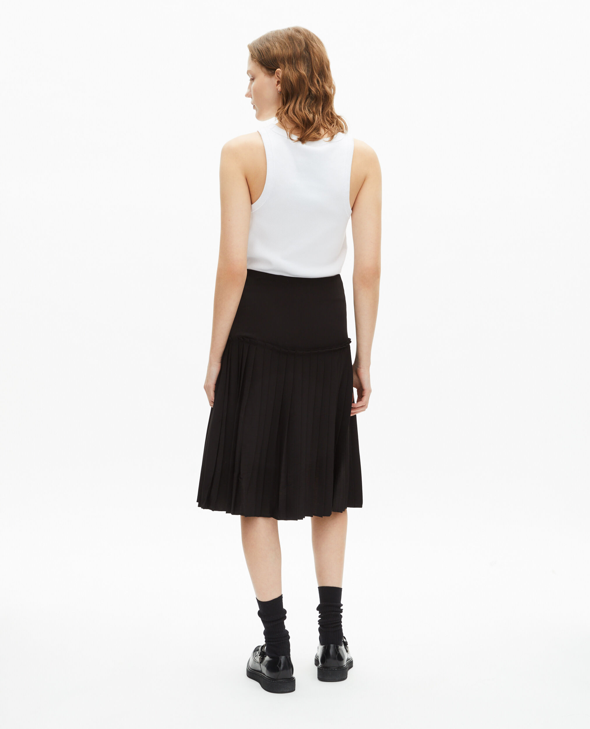 Jupe midi plissée noire, BLACK, hi-res image number null
