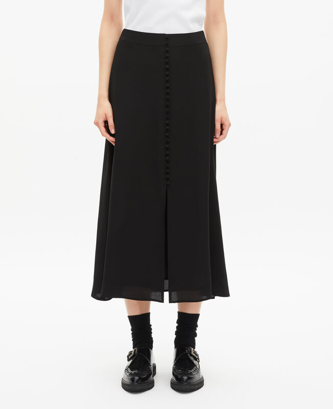 The Kooples FEMME BLACK jupe longue en soie noire