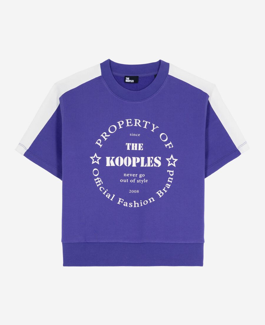 The Kooples FEMME ELECTRIC BLUE sweatshirt manches courtes avec sérigraphie violet