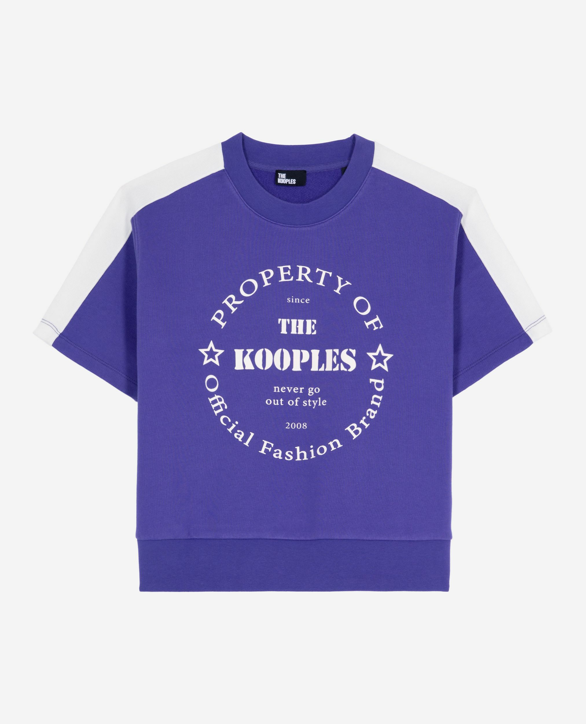 Sweatshirt manches courtes avec sérigraphie violet, ELECTRIC BLUE, hi-res image number null