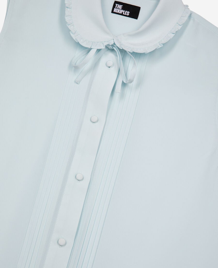 The Kooples FEMME BABY BLUE chemise sans manches en soie bleu clair