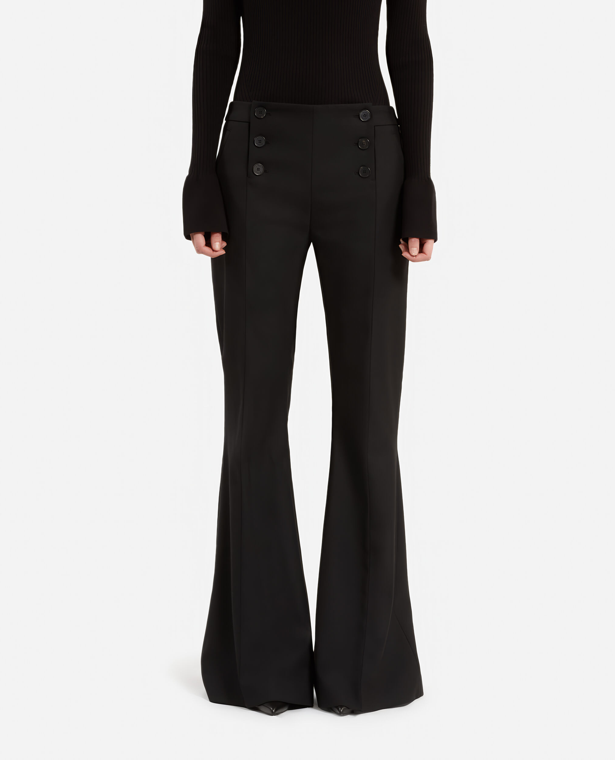 Pantalon flare noir, BLACK, hi-res image number null
