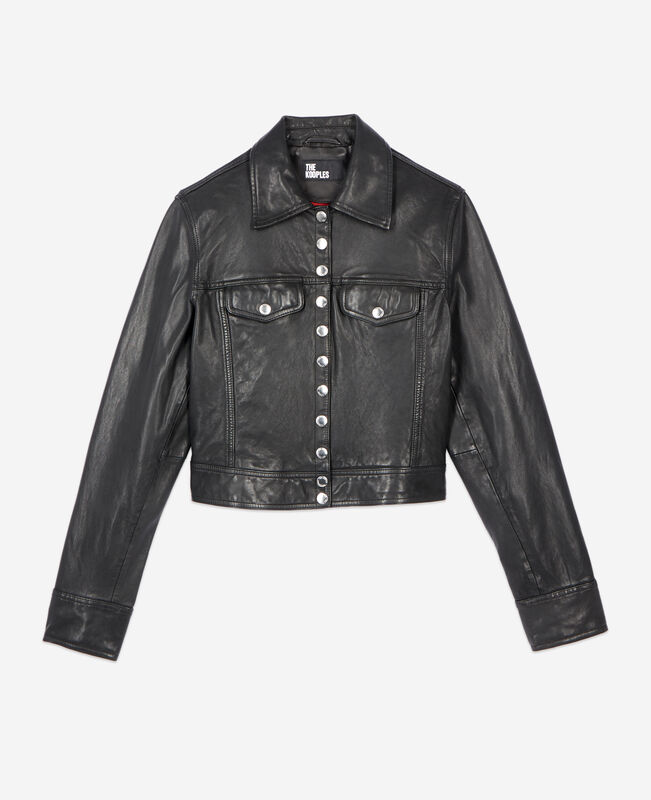 The Kooples FEMME BLACK blouson en cuir noir