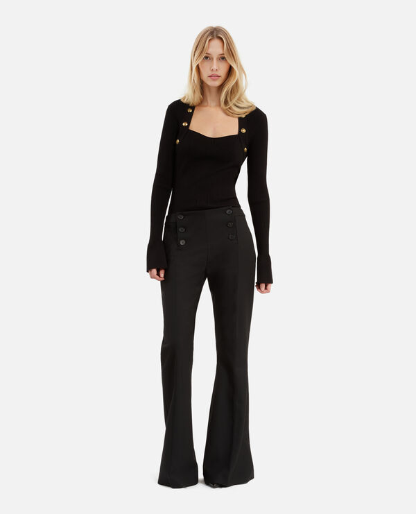 The Kooples FEMME BLACK pantalon flare noir