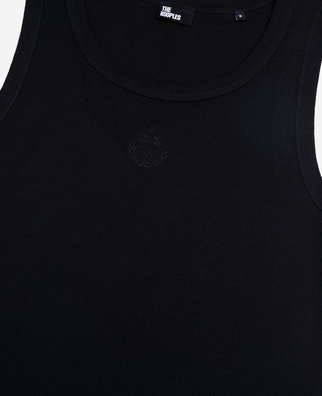 The Kooples HOMME BLACK WASHED débardeur avec broderie blason noir