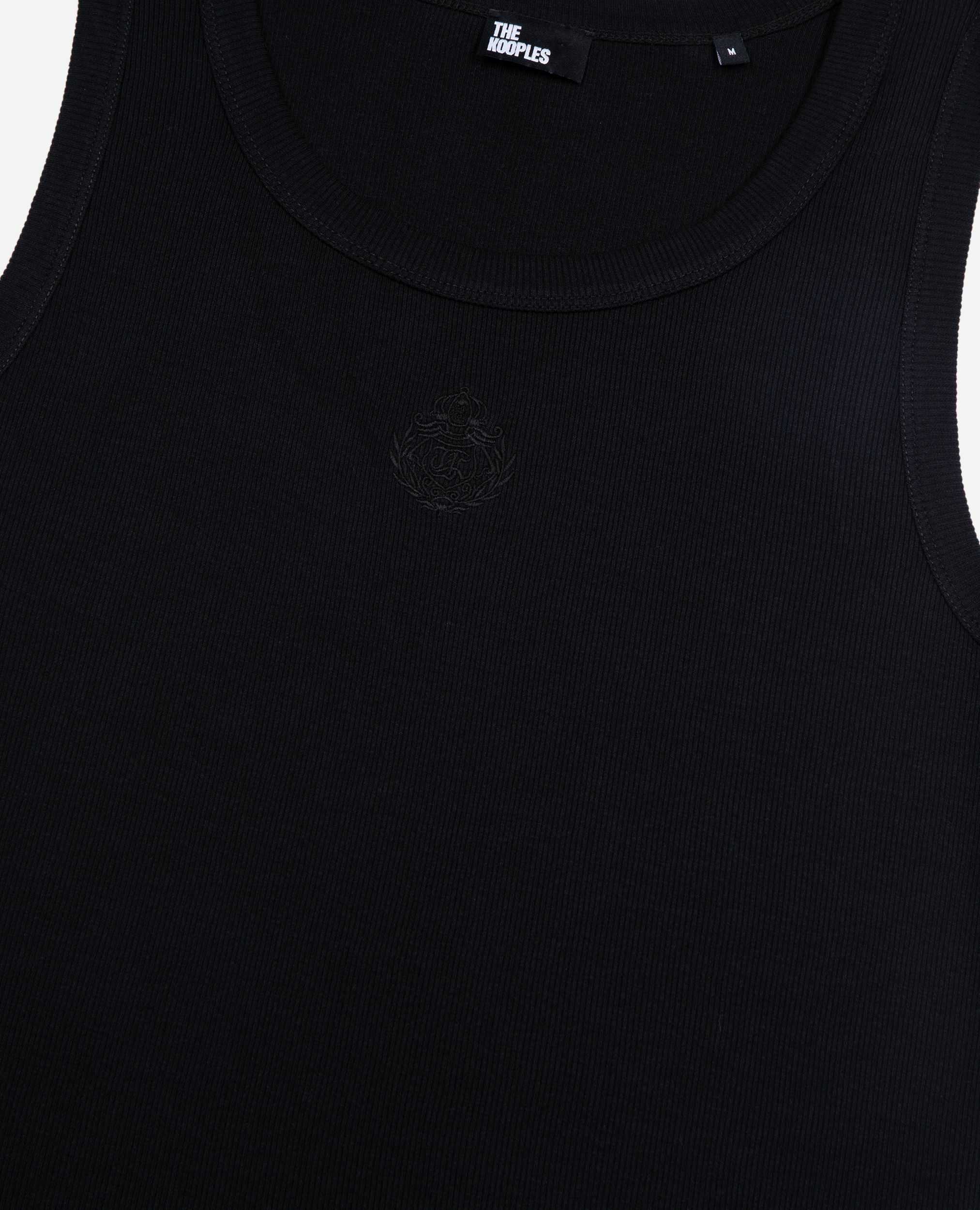 Débardeur avec broderie blason noir, BLACK WASHED, hi-res image number null