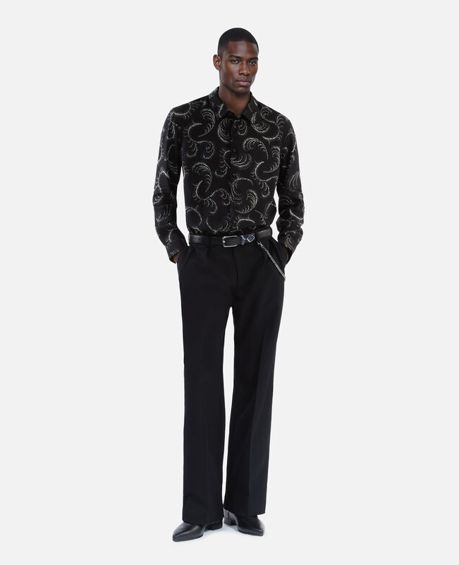 The Kooples HOMME BLACK WHITE chemise imprimé plumes