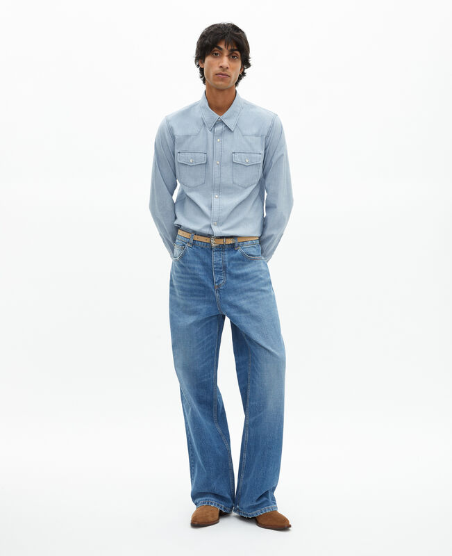 The Kooples HOMME BABY BLUE chemise en denim bleu clair