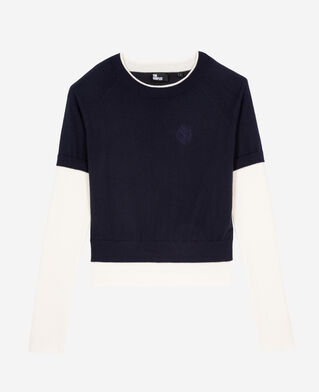 The Kooples WOMEN DARK NAVY-ECRU navy and ecru sweater