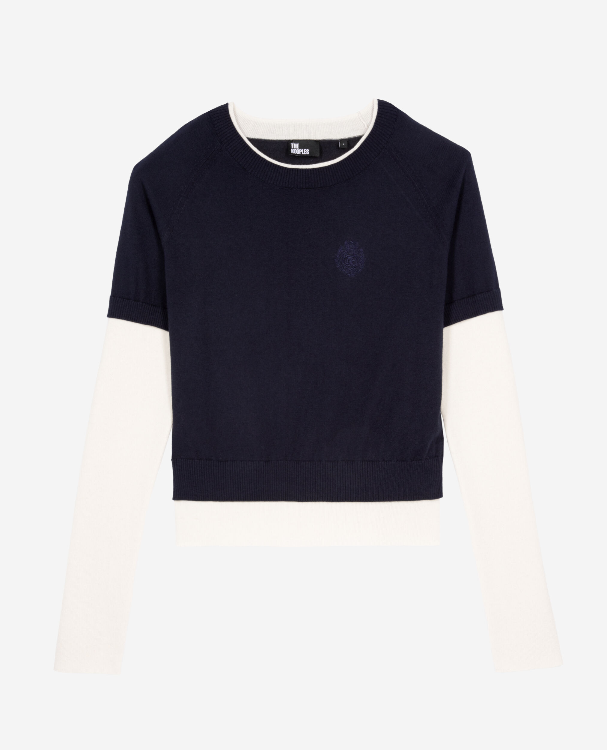 Pull bleu marine et ecru, DARK NAVY-ECRU, hi-res image number null