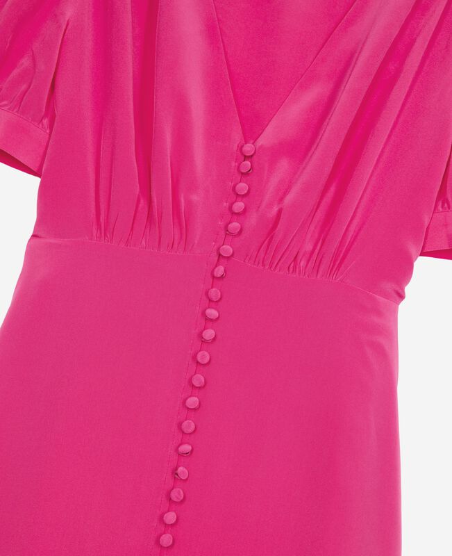 The Kooples FEMME FUSHIA robe longue avec boutonnage en soie rose