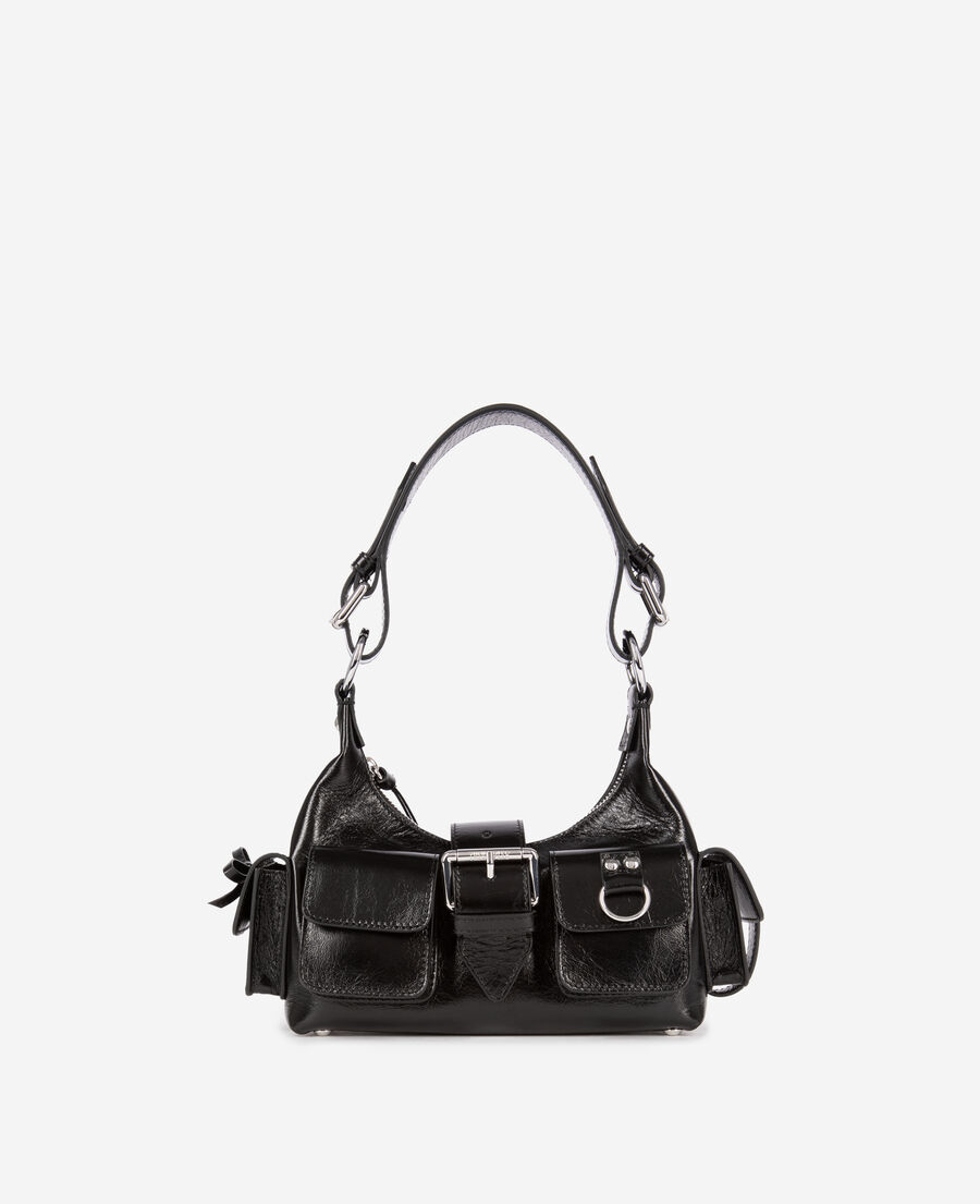 The Kooples FEMME BLACK sac amelia small en cuir craquelé noir