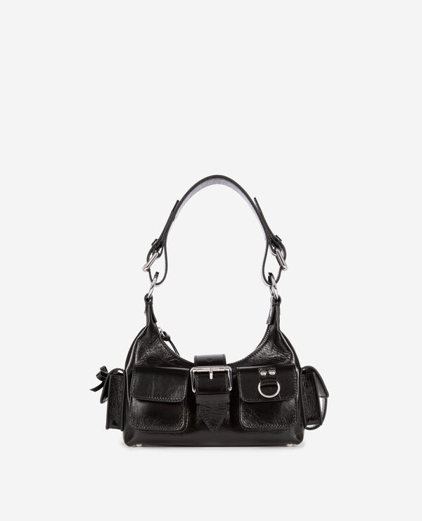 The Kooples FEMME BLACK sac amelia small en cuir craquelé noir