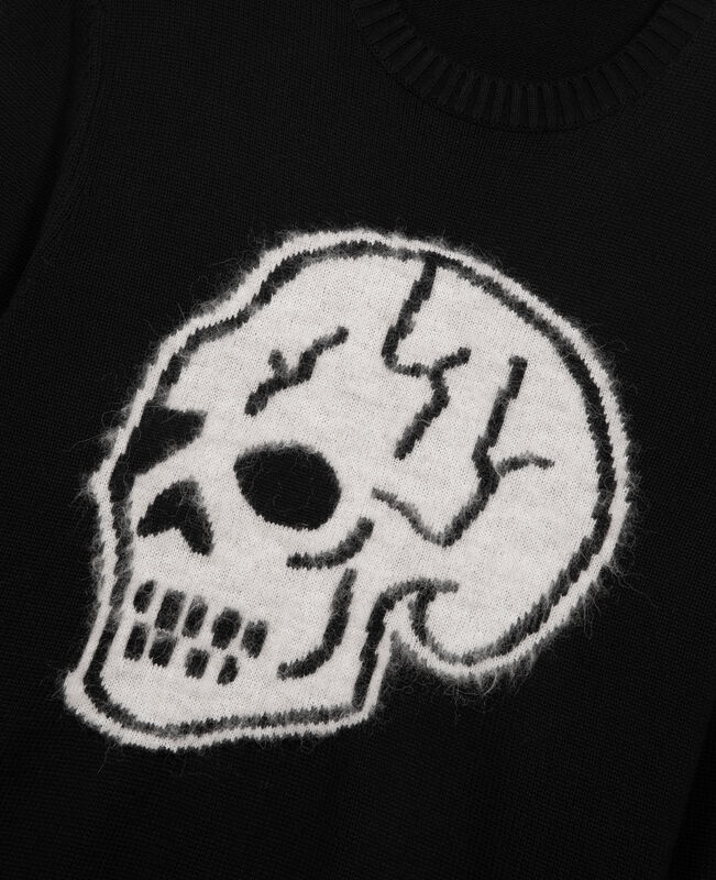 The Kooples HOMME BLACK-ECRU pull avec sérigraphie tête de mort noir