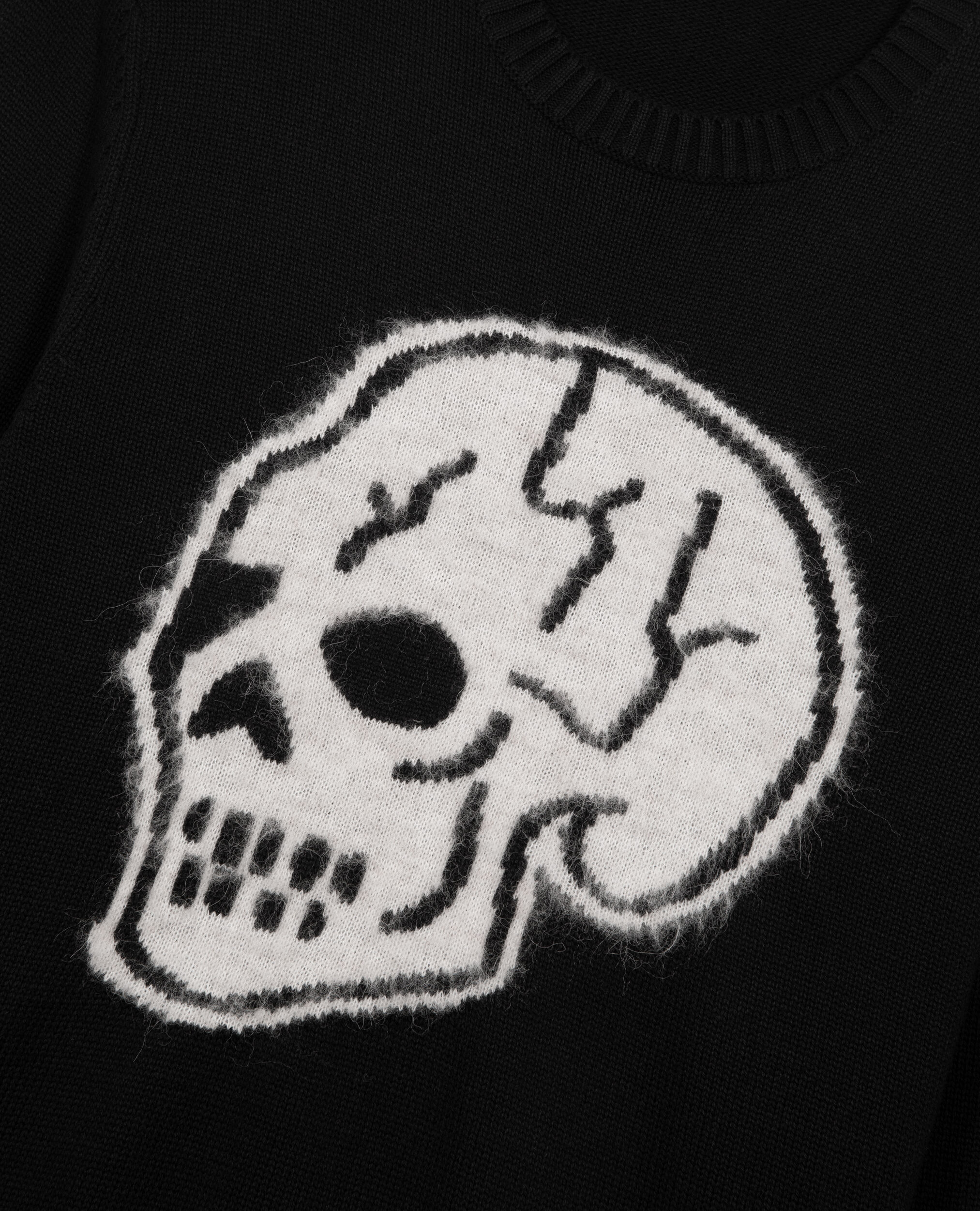 Pull avec sérigraphie tête de mort noir, BLACK-ECRU, hi-res image number null