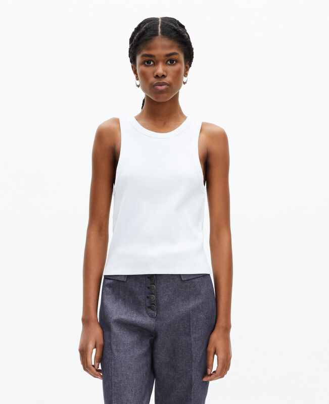 The Kooples FEMME WHITE débardeur avec blason blanc