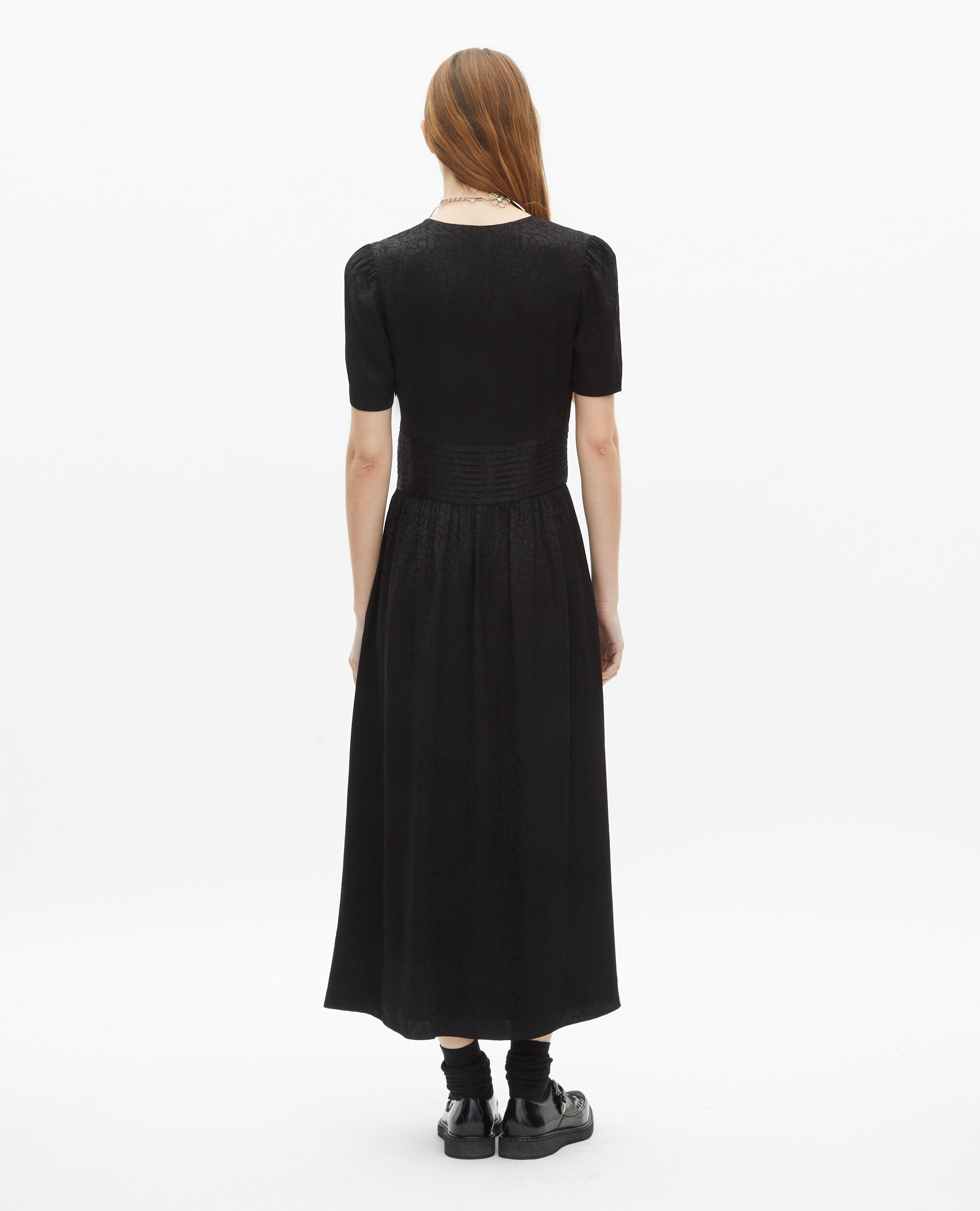 Robe longue en jacquard noire, BLACK, hi-res image number null