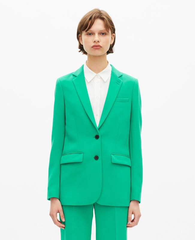 The Kooples FEMME GREEN veste tailleur verte en crêpe