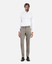 The Kooples HOMME BEIGE MELANGE pantalon de costume en laine prince de galles beige