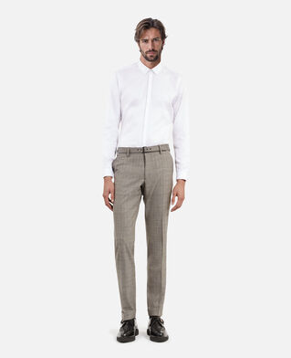 The Kooples MEN BEIGE MELANGE prince of wales beige wool suit pants
