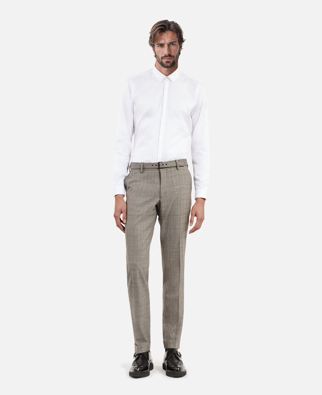 The Kooples HOMME BEIGE MELANGE pantalon de costume en laine prince de galles beige