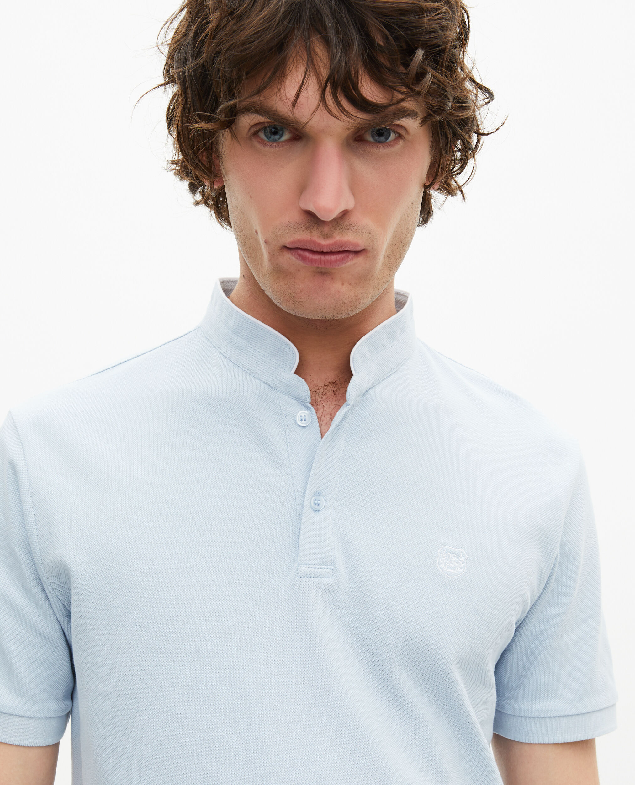 Polo en coton piqué bleu clair, BLUE, hi-res image number null