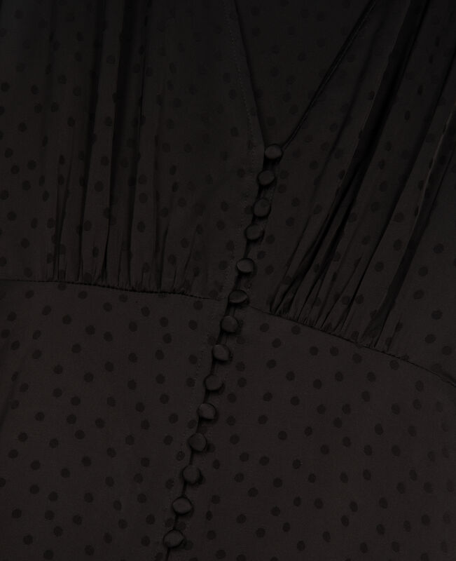 The Kooples FEMME BLACK robe longue à pois en jacquard noire