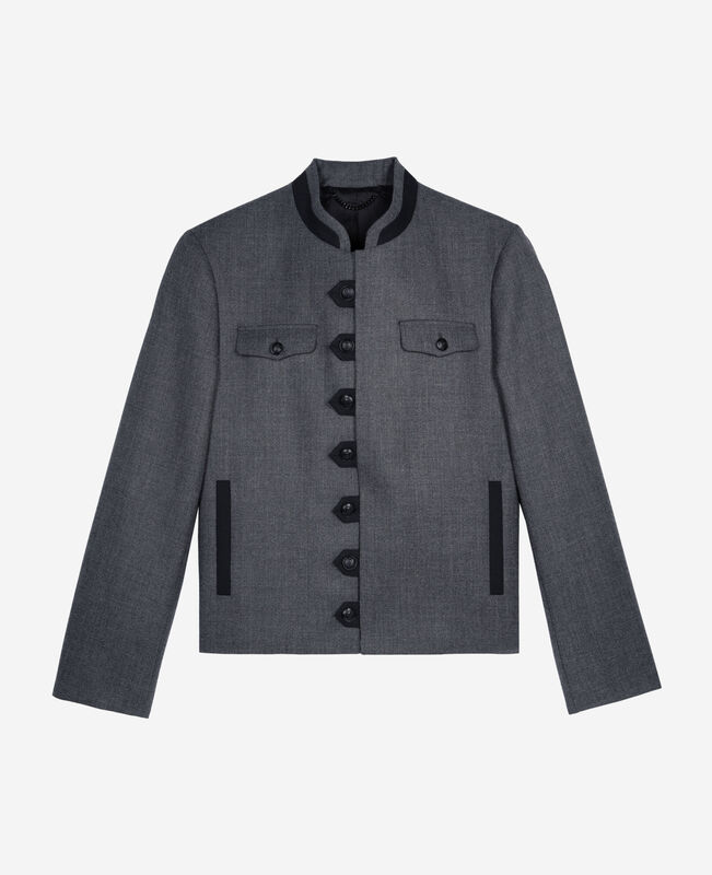 The Kooples HOMME DARK GREY veste style officier en laine grise