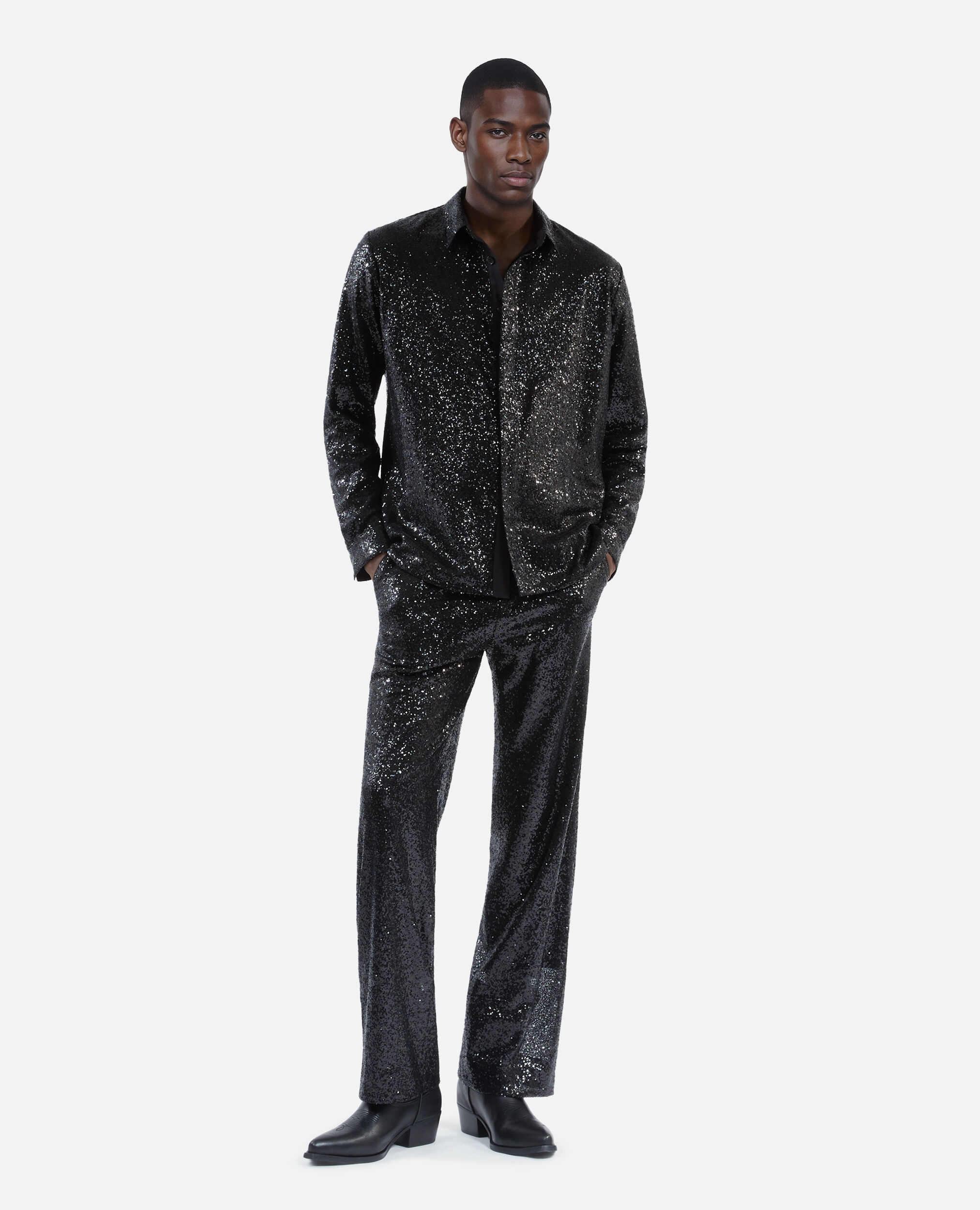 Chemise à sequins noire, BLACK, hi-res image number null