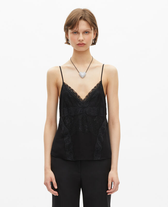 The Kooples FEMME BLACK caraco avec dentelle noir