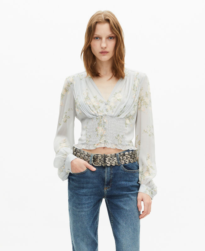 The Kooples FEMME BLUE top imprimé fleuri bleu