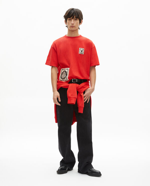 The Kooples HOMME RED t-shirt avec patchs rouge