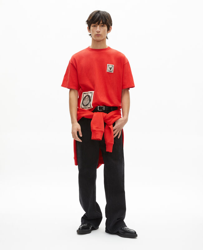 The Kooples HOMME RED t-shirt avec patchs rouge
