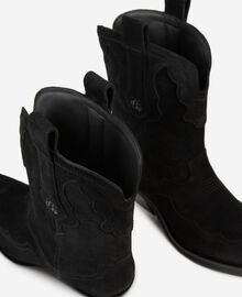 The Kooples FEMME BLACK bottes western en cuir suède noir